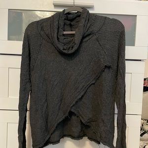 Free People Waffle cowl neck long sleeve